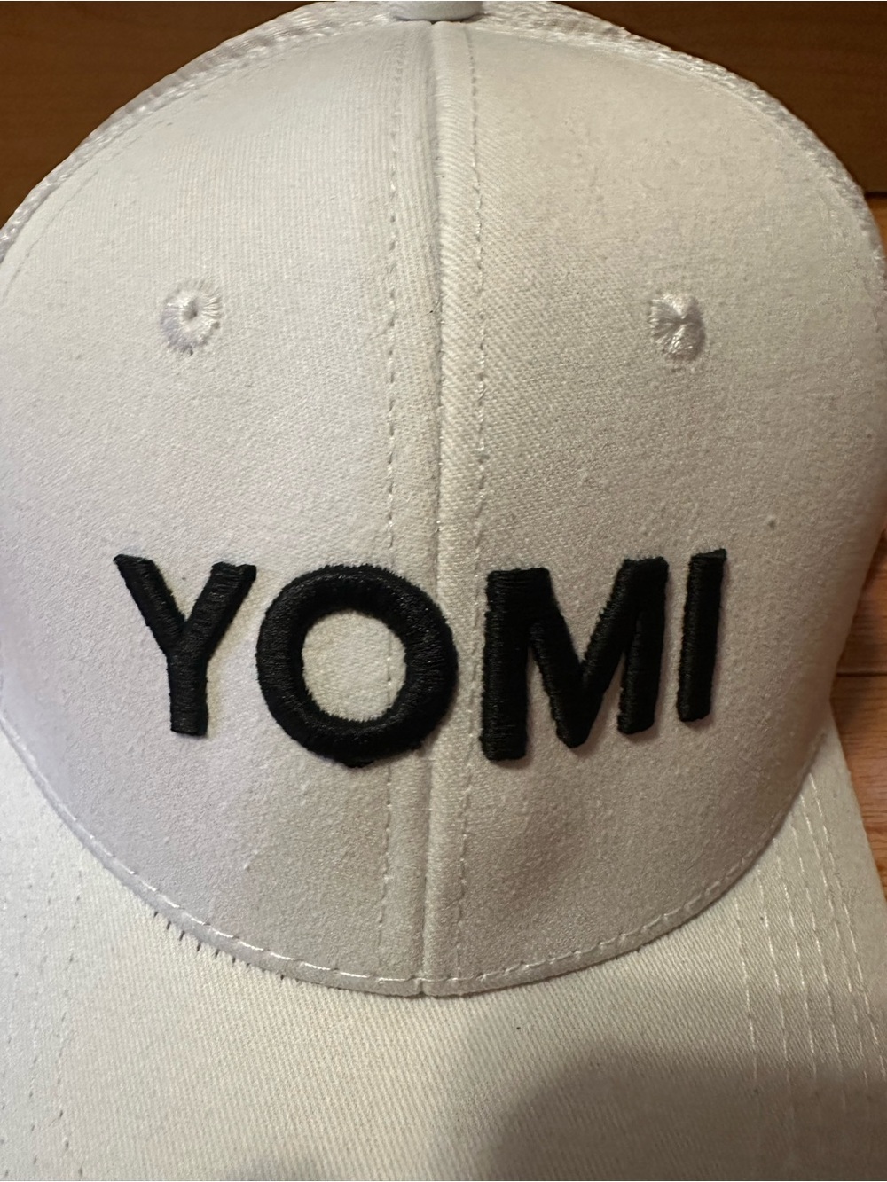Embroidered Yomi White Mesh Trucker Cap